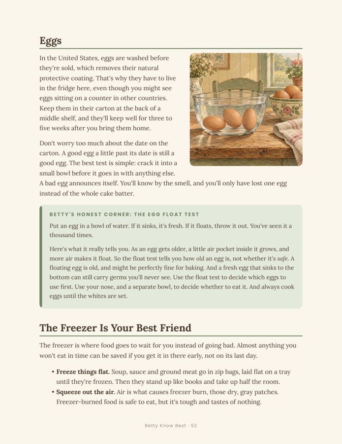 Book page: eggs and the truth about the egg float test